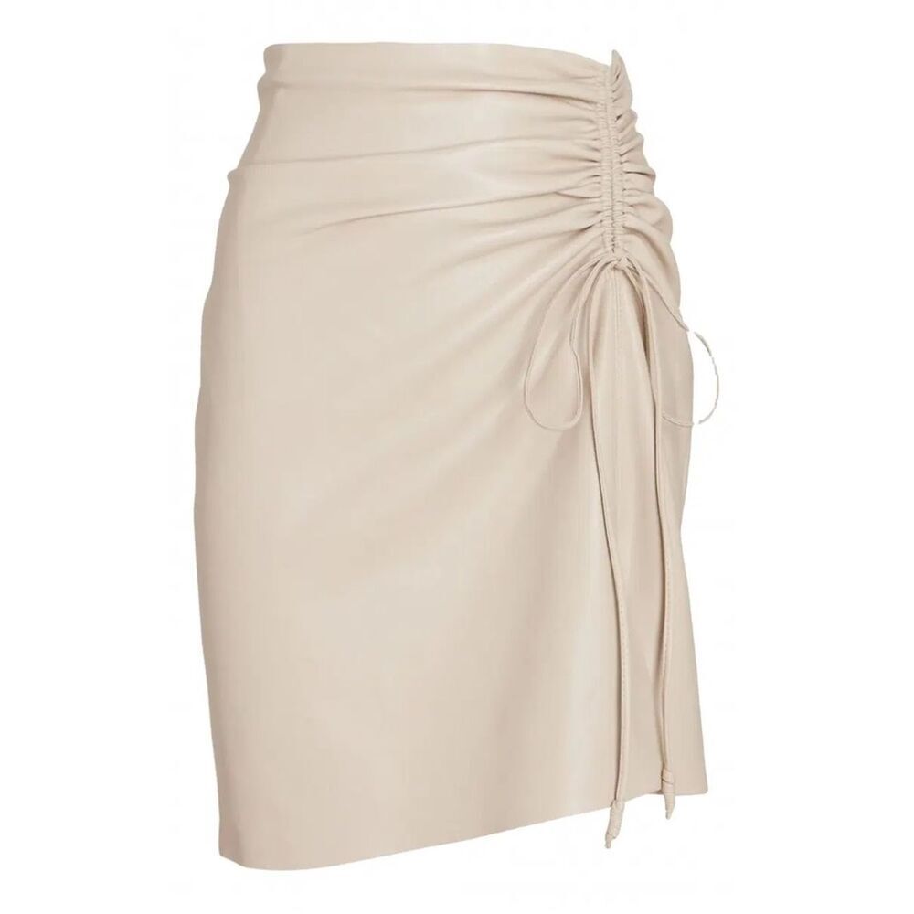 Nanushka Malorie Vegan Leather Skirt Small Ecru